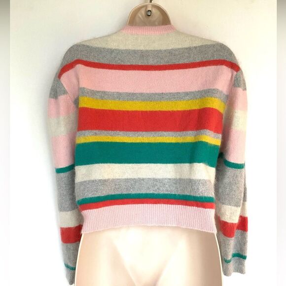 Rebecca Taylor Stripe Crop Puff Sleeve Sweater S - Picture 6 of 12
